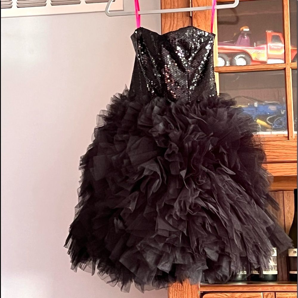 NWOT $598 Betsey Johnson Tallulah Sequin Bodice & Tulle Skirted Black Dress - Picture 2 of 15
